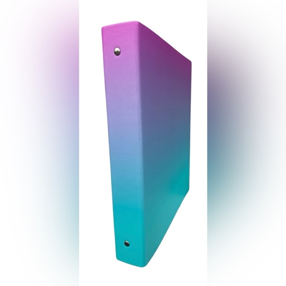 Set of 2 Ombré 1” 3-ring binders in purple to pink and green to blue, UBrand - Picture 10 of 11